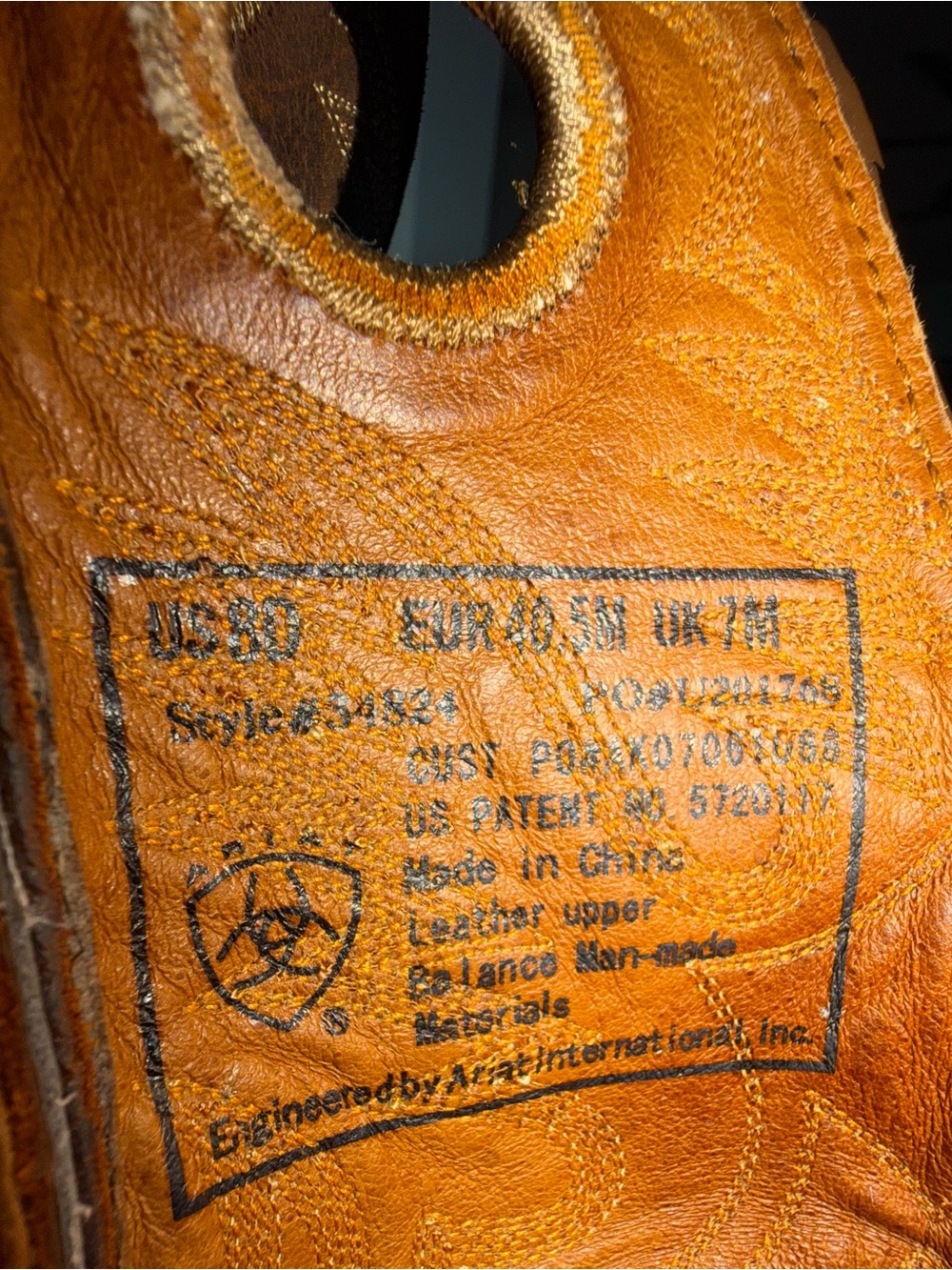 Ariat Heritage Rougstock Western Brown Leather Cowboy Boots with Square Toe 8D - Picture 7 of 11